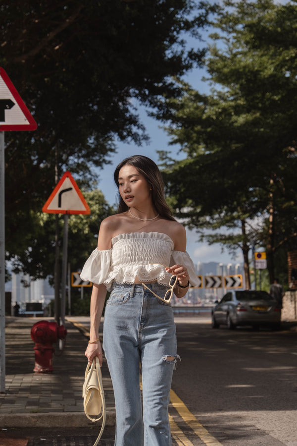 Puffy Duffy Off-shoulder Top - White