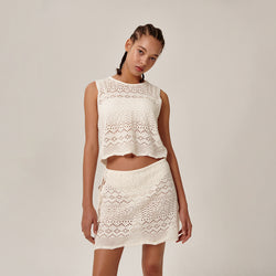 Tiki Knitted Sleeveless White