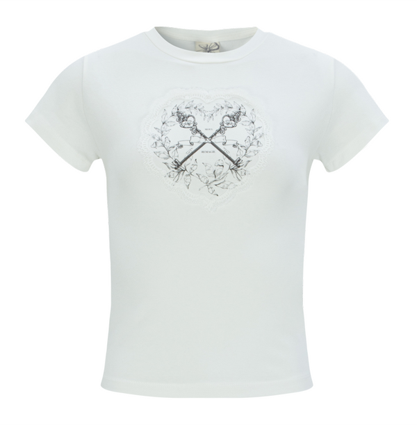 Heart cross key T-shirt (white)