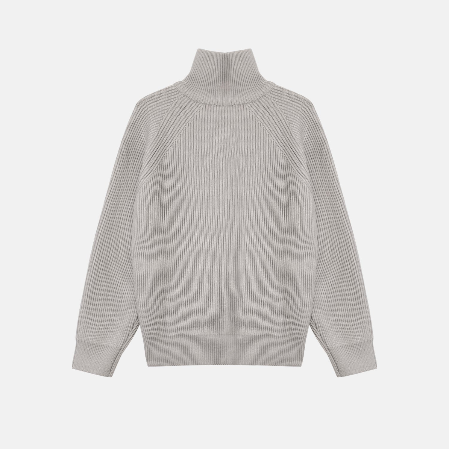 High neck raglan zip-up knit