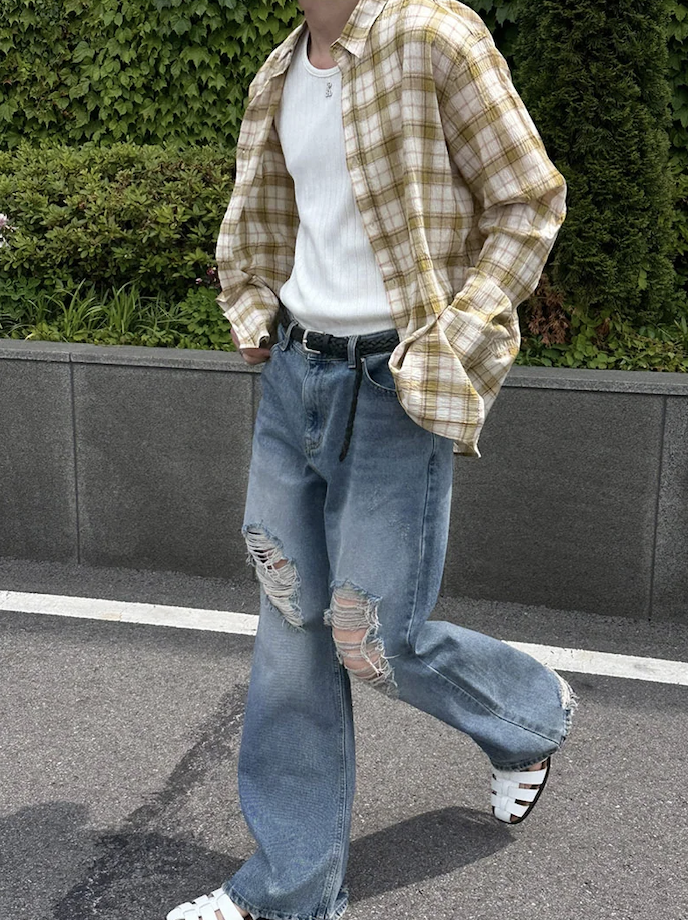 [S/S] ルーズフィットチェックシャツ(3color)
