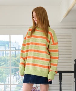 MULTI STRIPE LONG SLEEVE KNIT GREEN