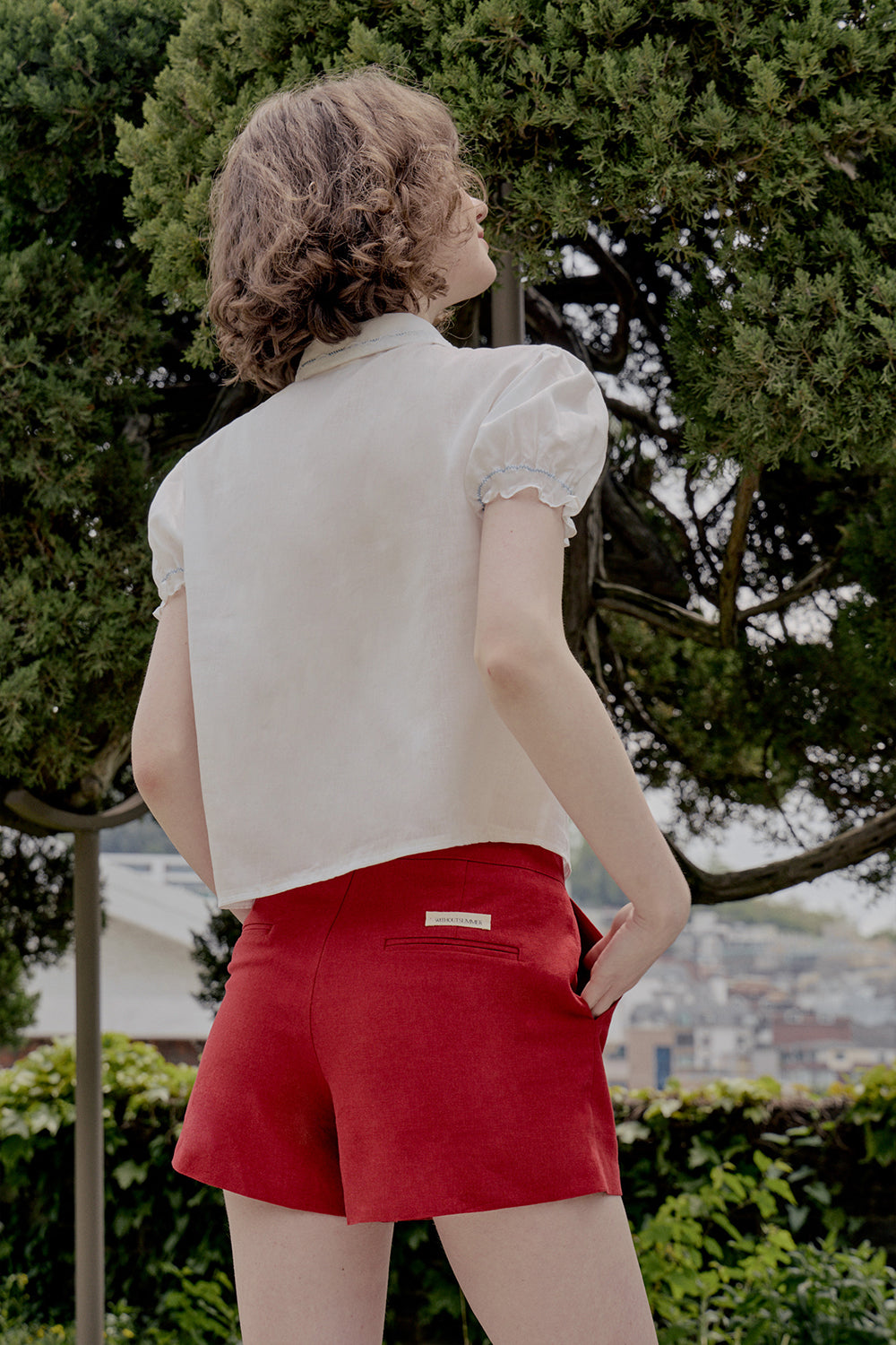 Classic linen shorts_red