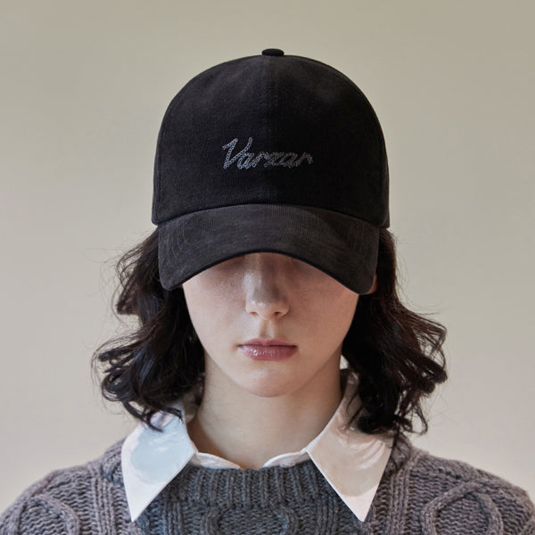 VARZAR Chain Logo Corduroy OG Fit Ball Cap / Black