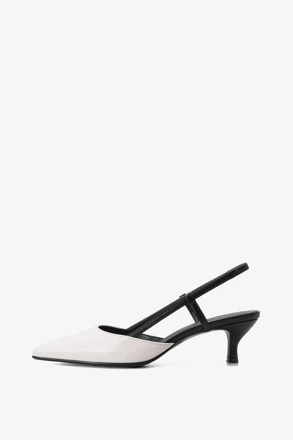 KITTEN SLINGBACK IN WHISPER WHITE&BLACK