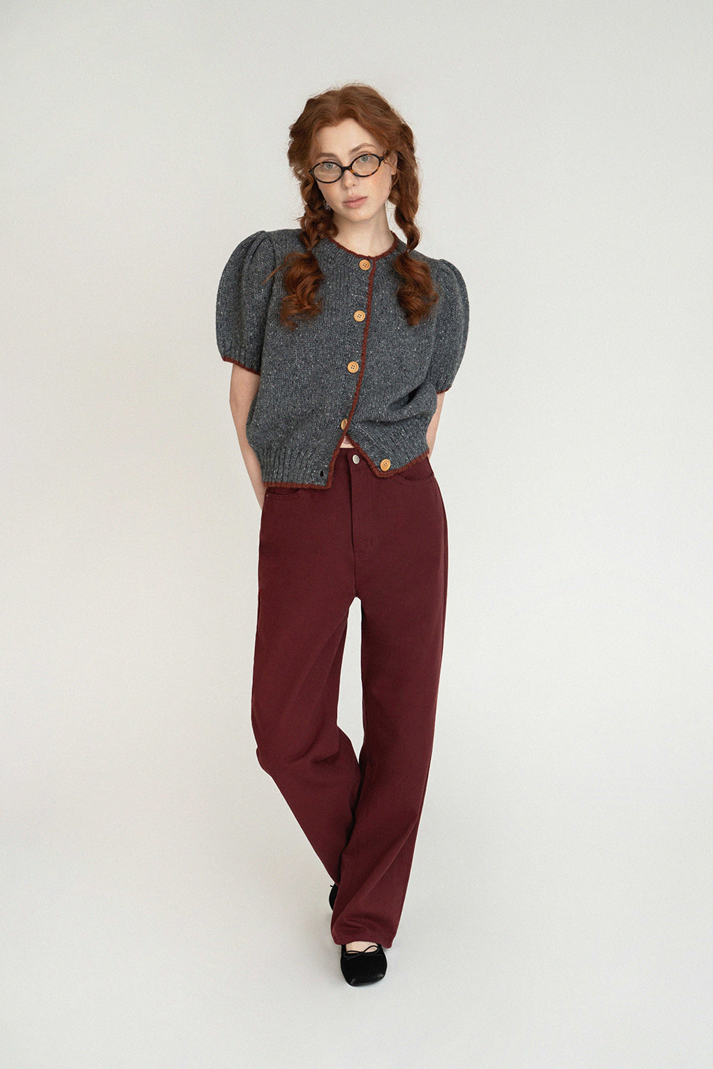 Pear cotton pants_wine