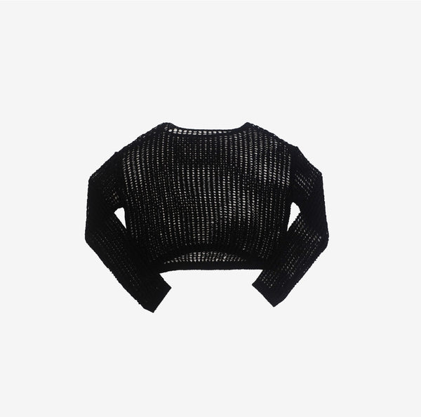 a see-through cropped knitwear