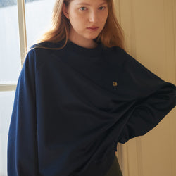 Glossy Logo Ring Sweat Shirts Navy