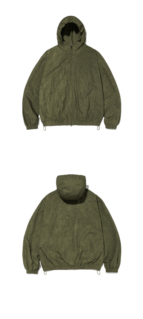 Crease Washed Windbreaker-Khaki