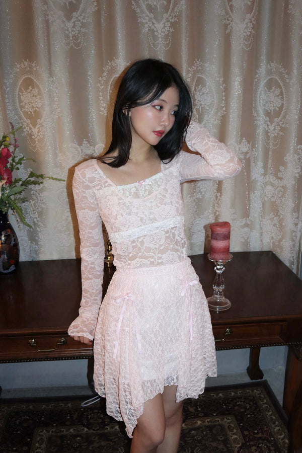 Pale Pink Lace Skirt