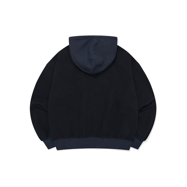 Garment dyed hooded zip-up / Pigment navy