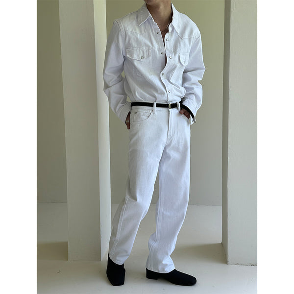 [SET UP가능] Cotton semi wide pants (2color)