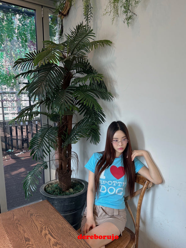 Love Blue Cotton Short Sleeve T-shirt