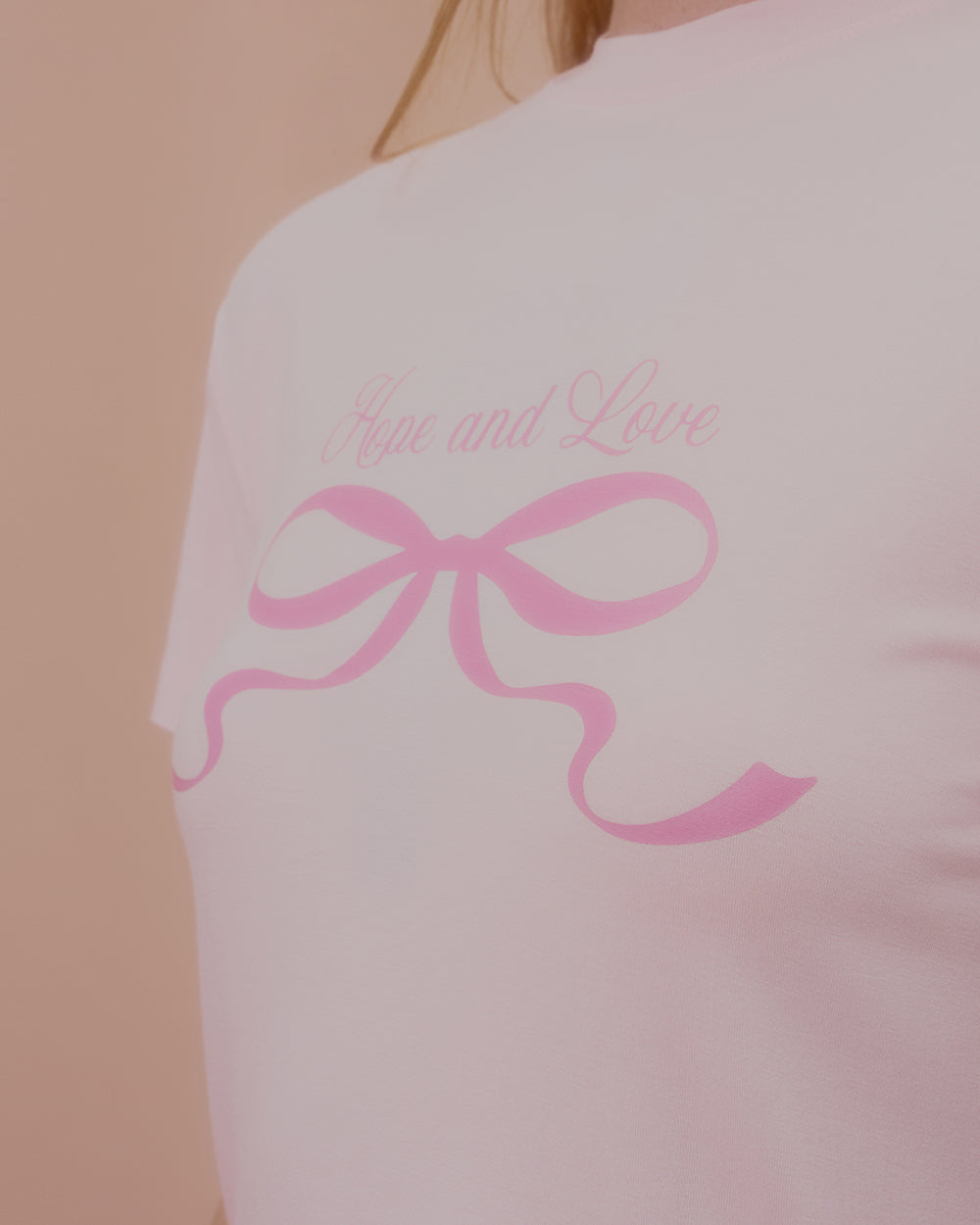 LOVE RIBBON CROP TSHIRT-PINK