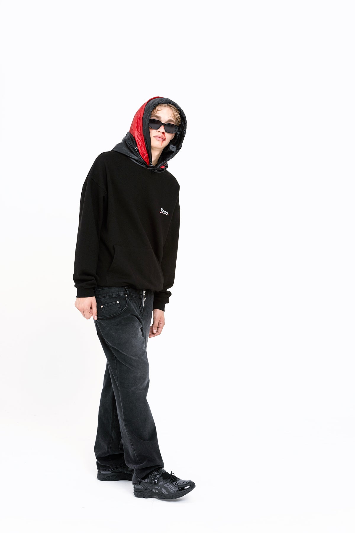 Layerd flak hoodie [BLACK]