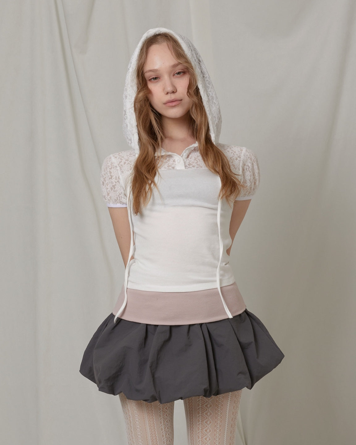 Folding puff skirt / gray