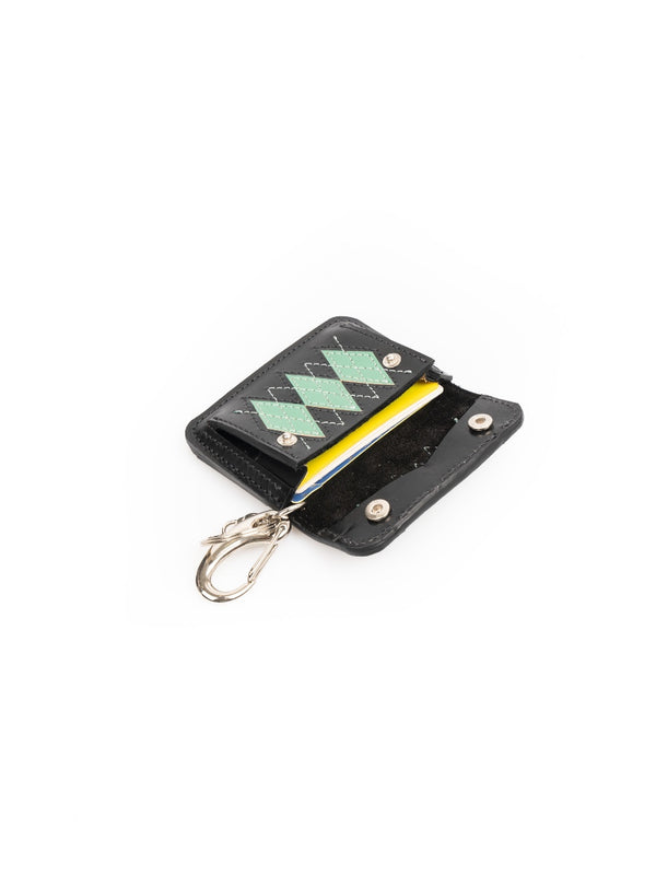 YMW argyle wallet -  black & apple green