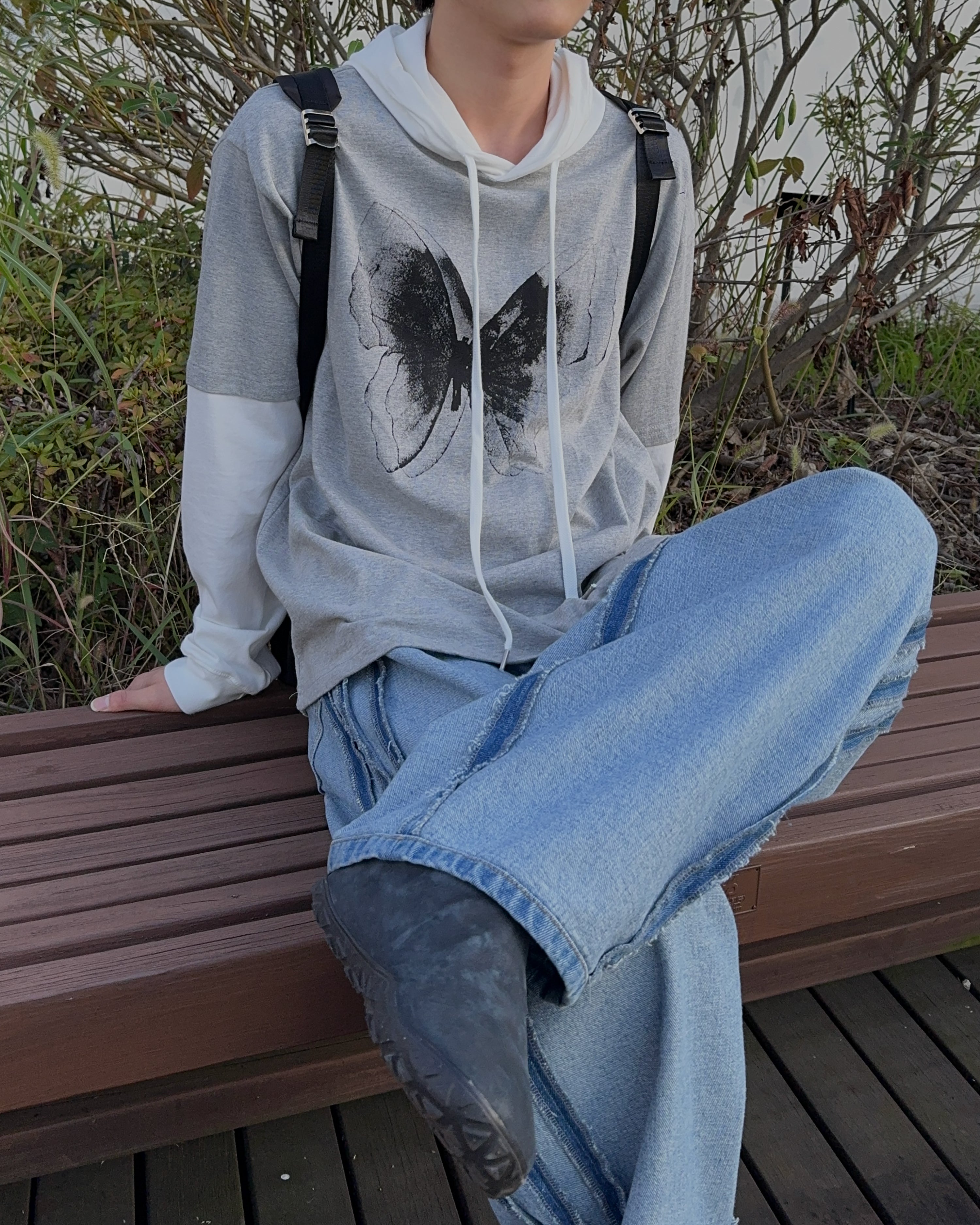 【SCENERITY】Fly Hood Long Sleeve Fly Hood Long Sleeve (Gray) - SCENERITY | 60% - Asian