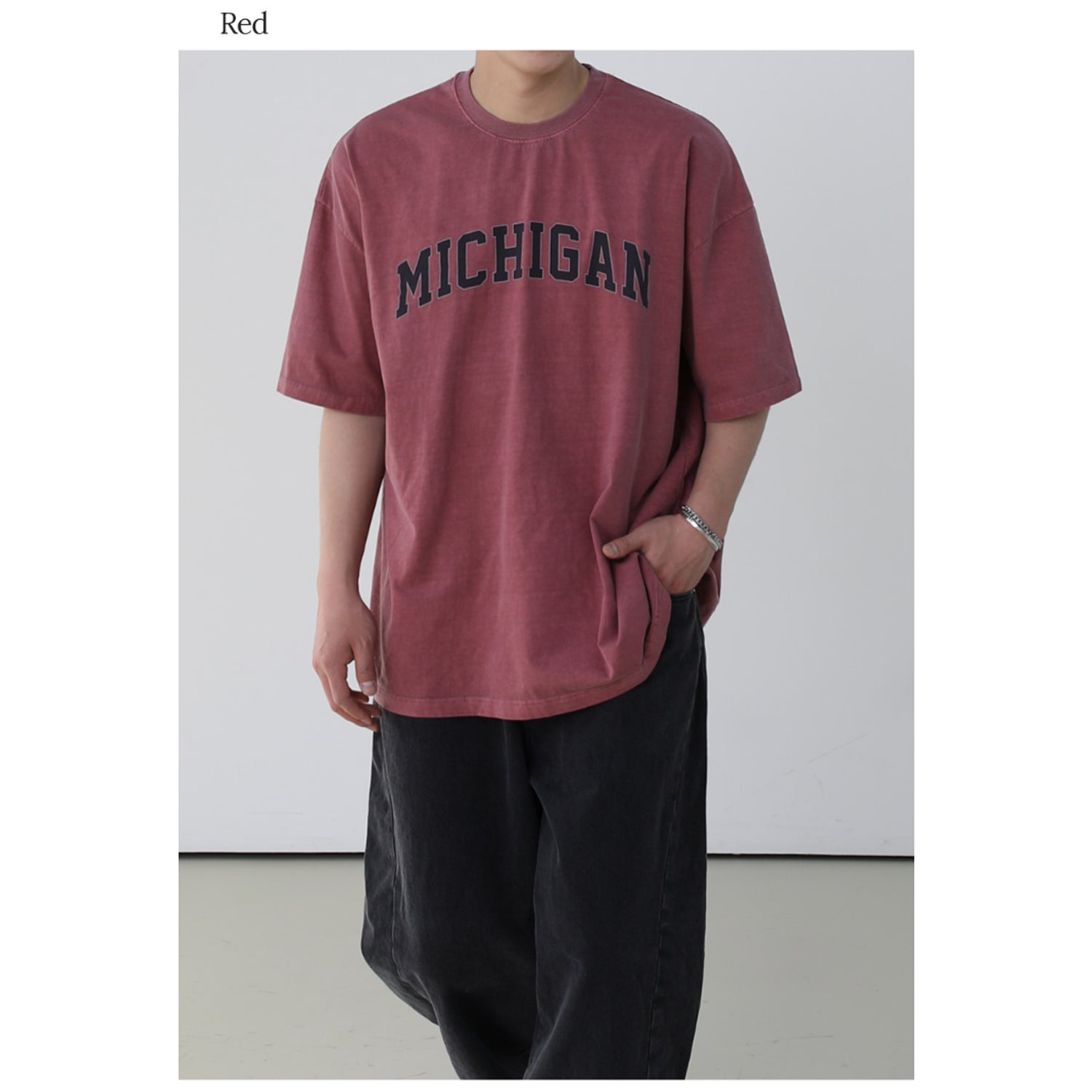 OVER FIT MICHIGAN PIGMENT HALF T-SHIRT