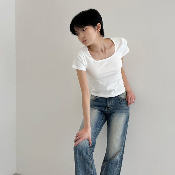 [prts made] squared neck slim-fit t-shirt (3color,2size)