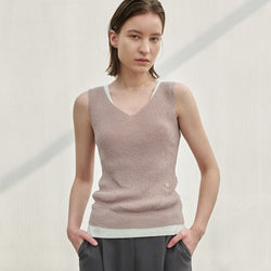 (T-6864)ESSENTIAL V-NECK SLEEVELESS KNIT