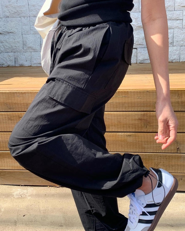 string cargo pants (black)