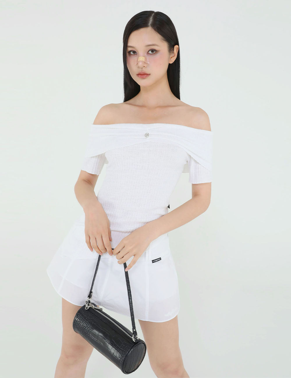 UNBALANCED KNIT OFF SHOULDER(WHITE) 