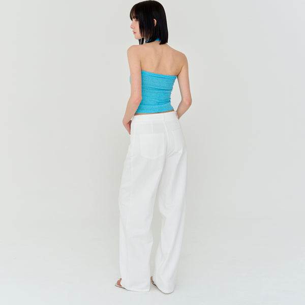 COTTON STRIPE WIDE PANTS (WHITE)