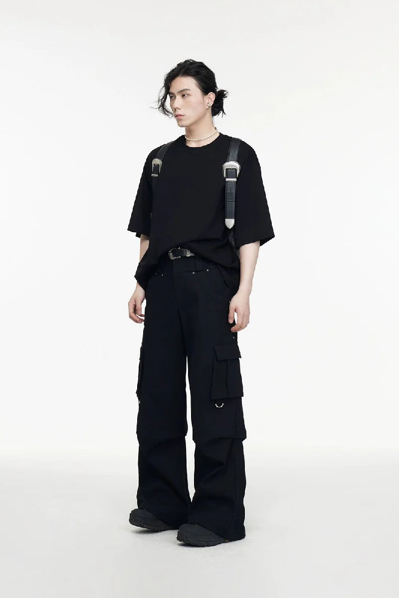 PEOPLESTYLE カーゴパンツ ダブルウエスト カジュアル 男女兼用 PEOPLESTYLE カーゴパンツ ダブルウエスト カジュアル 男女兼用