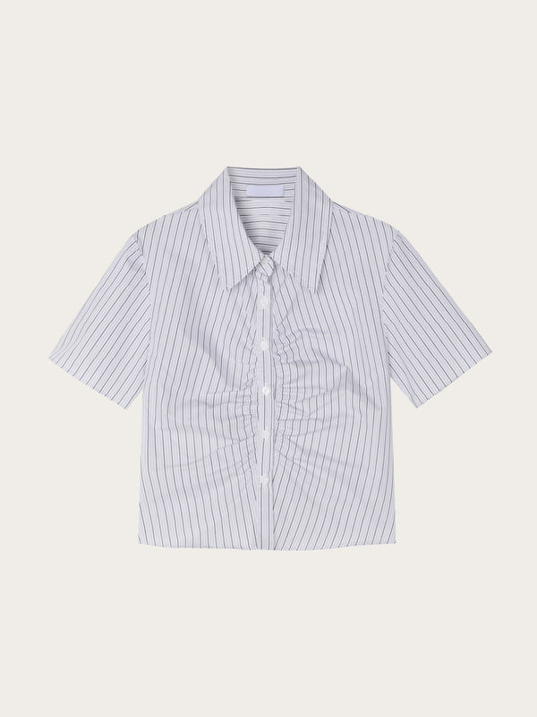 (W) Geek Shirring Striped Shirt (3color)