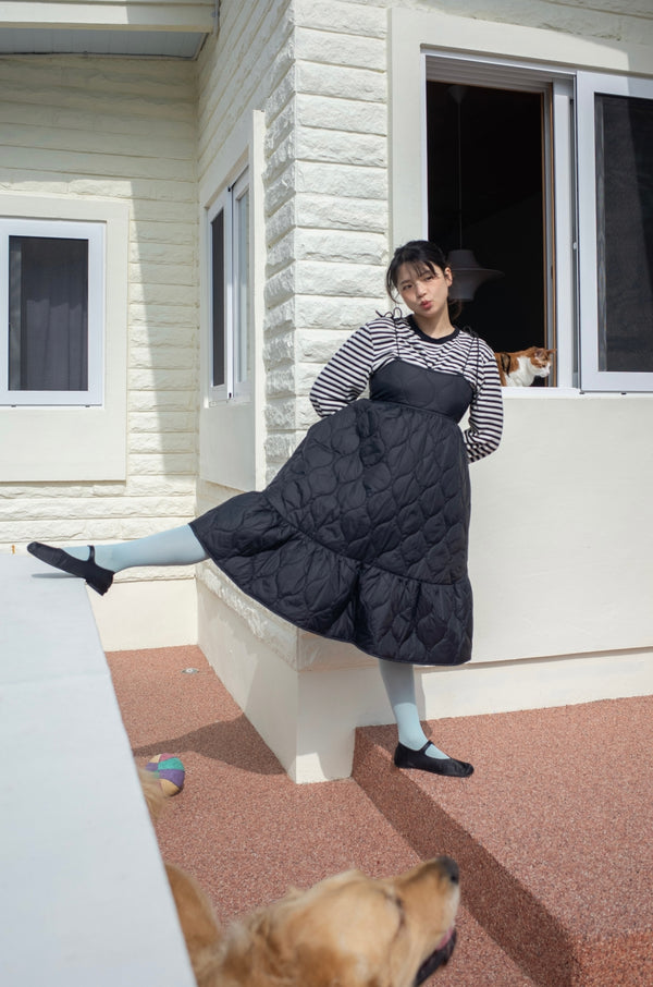 February banding quilting dress_ black