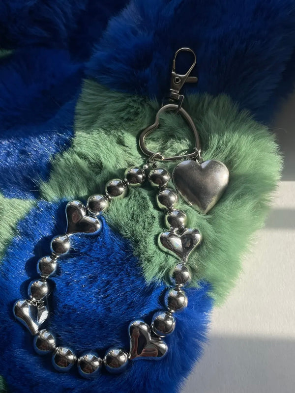 silver heart phone strap