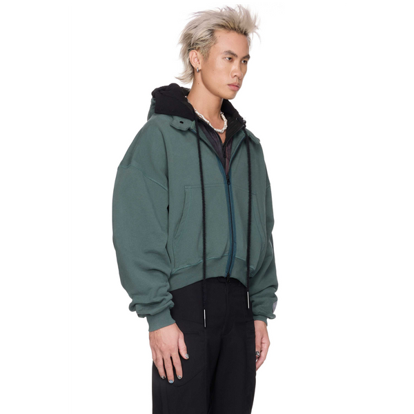 BEUTER® MIDNIGHT GREEN BOXY ZIP HOODIE