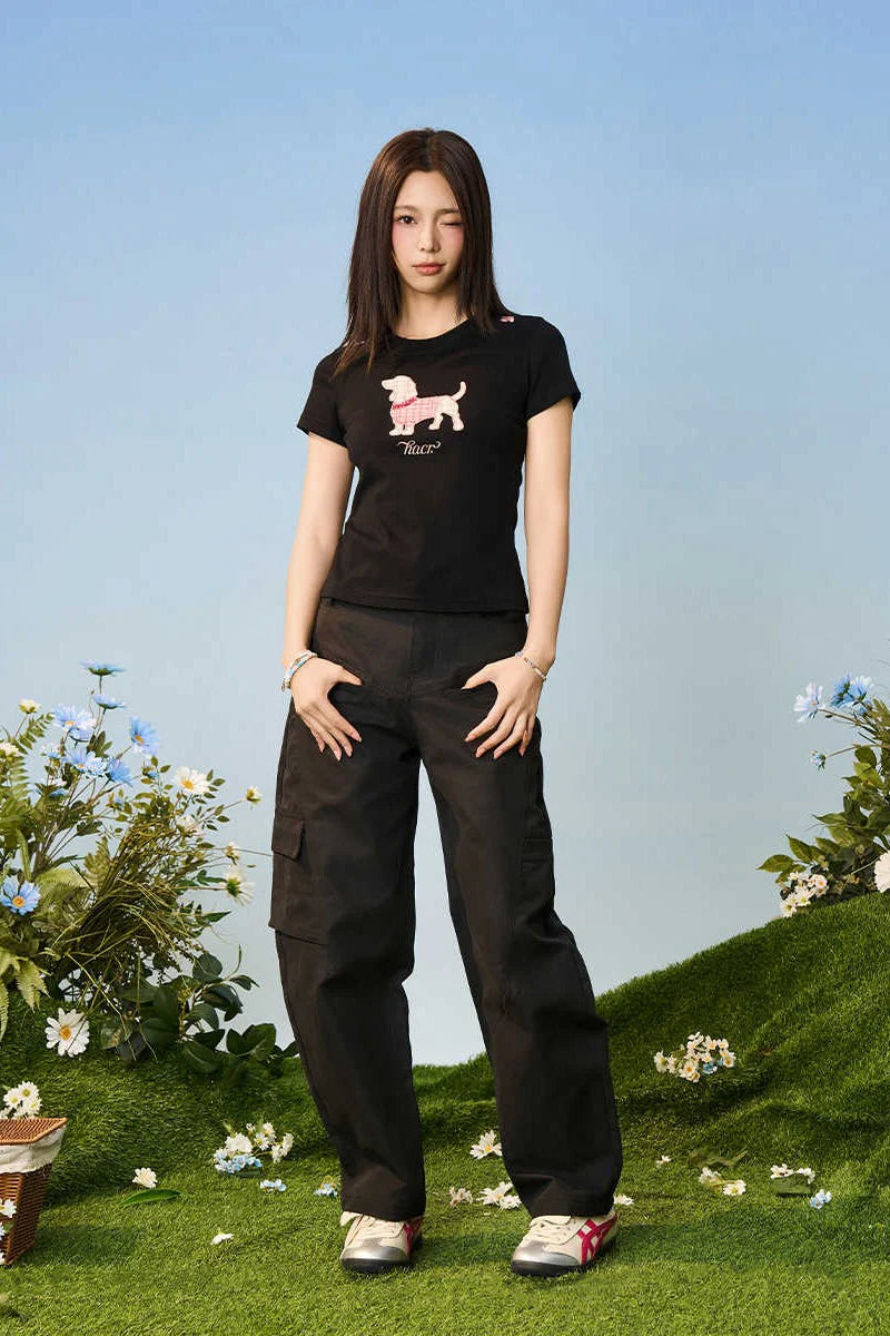 Bouclé Dog Embroidered Tee