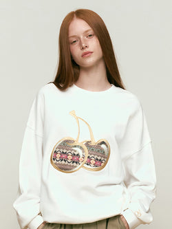 BIG CHERRY APPLIQUE SWEATSHIRT [IVORY]