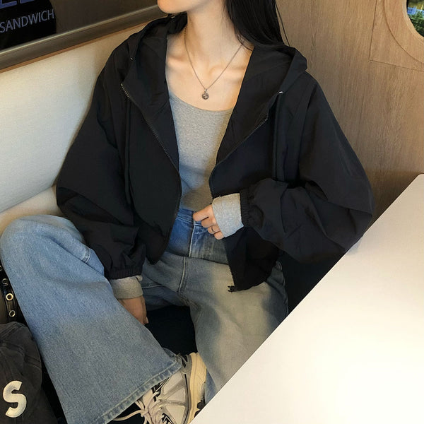 [BELLIDE MADE] Antler, high-neck crop windbreaker