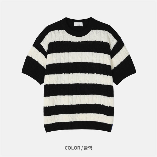 スプリンクルケーブルニットショートスリーブトップ (2 Colors)