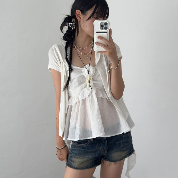 flower corsage frill top(3color)