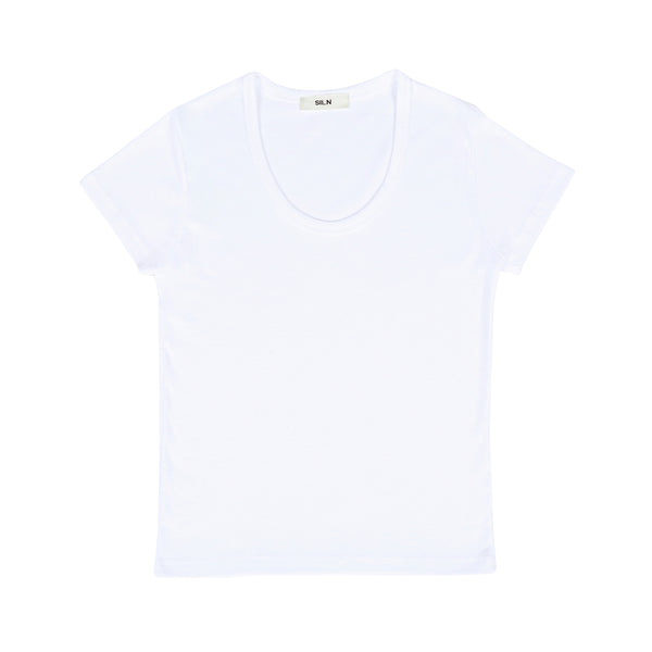 90's curved t-shirts (WHITE)