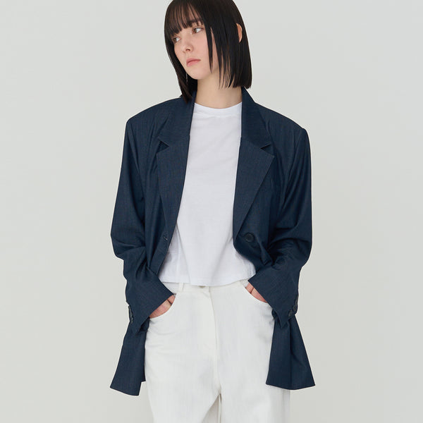 OVERFIT UNBAL SINGLE JACKET (NAVY)