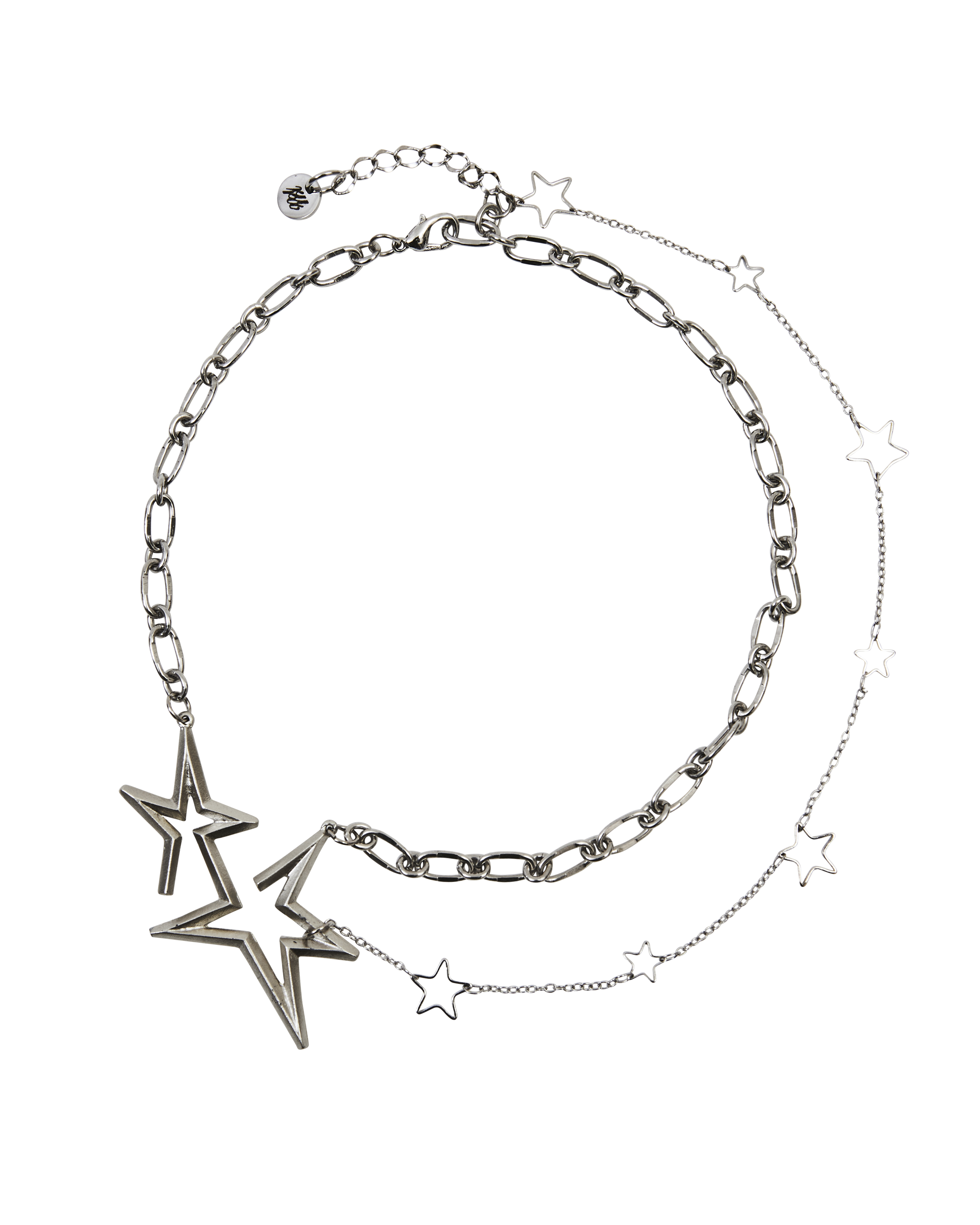 DOUBLE STAR NECKLACE SILVER