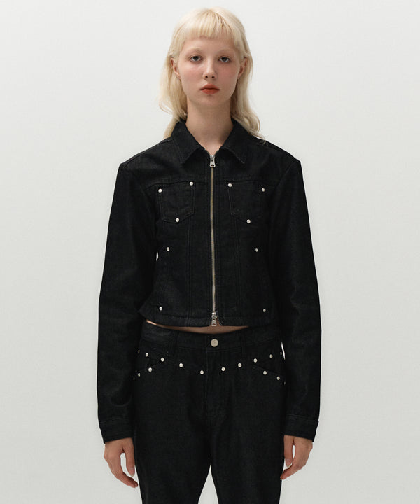 rivet denim jacket (black)