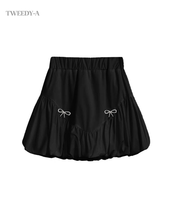 Raffin Double Ribbon Balloon Banded Mini Skirt 2 Colors