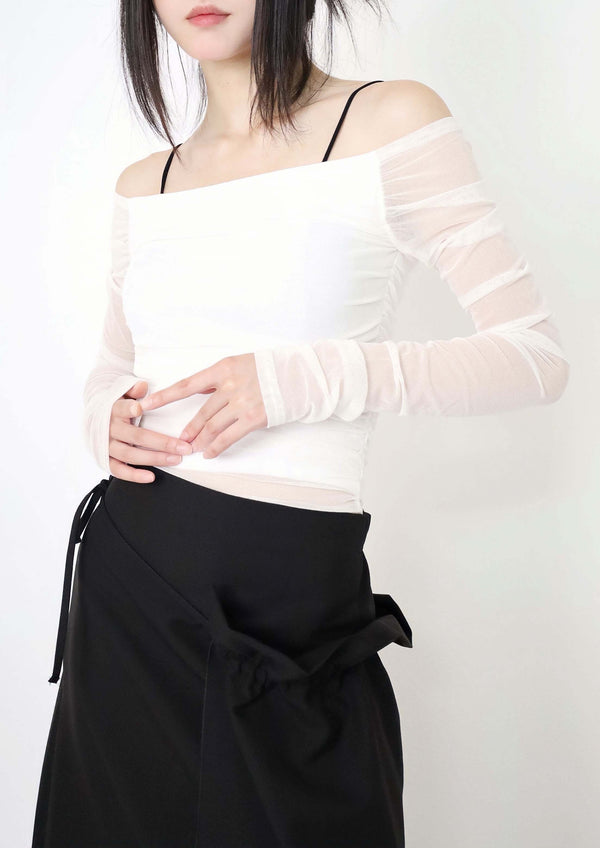 Ara off-Shoulder Mesh Tee