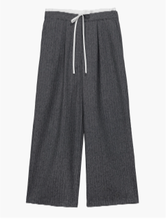 Nady Wool Stripe Layered Wide Slacks (2 colors)