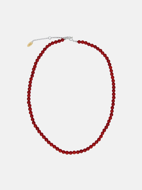 red coral 4mm gemstone necklace