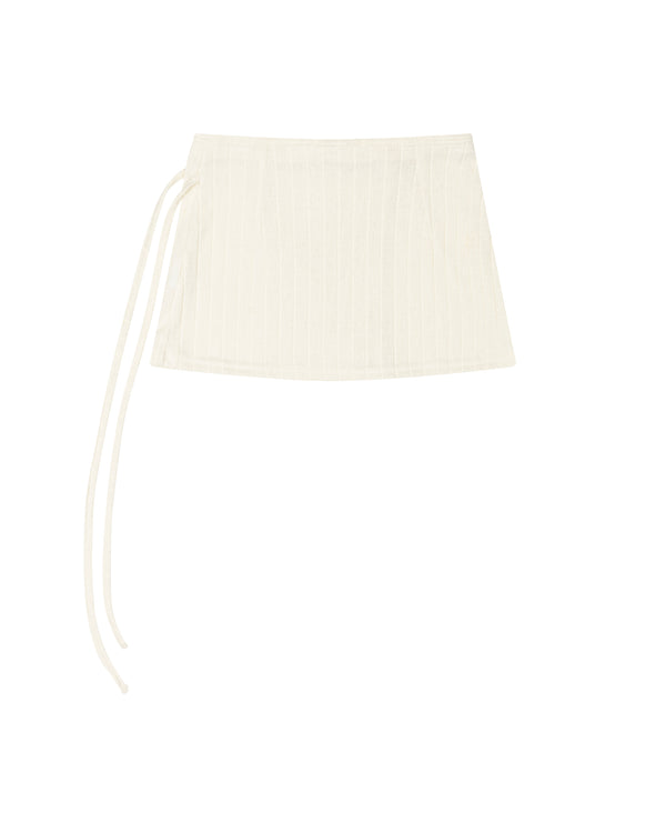 RIBBED STRAP WRAP SKIRT, CREAM