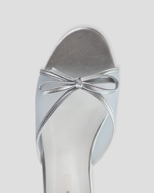 Ribbon mesh mule_silver