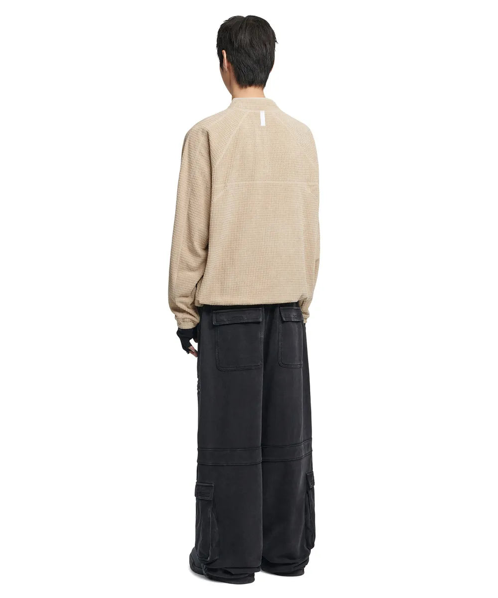 HEAVY WAFFLE HALF ZIP-UP - OATMEAL