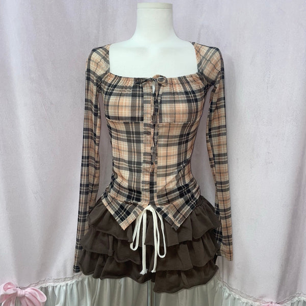 mori check blouse